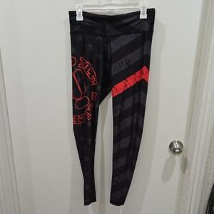 Feed Me Fight Me Striped Black and Red Women's Leggings